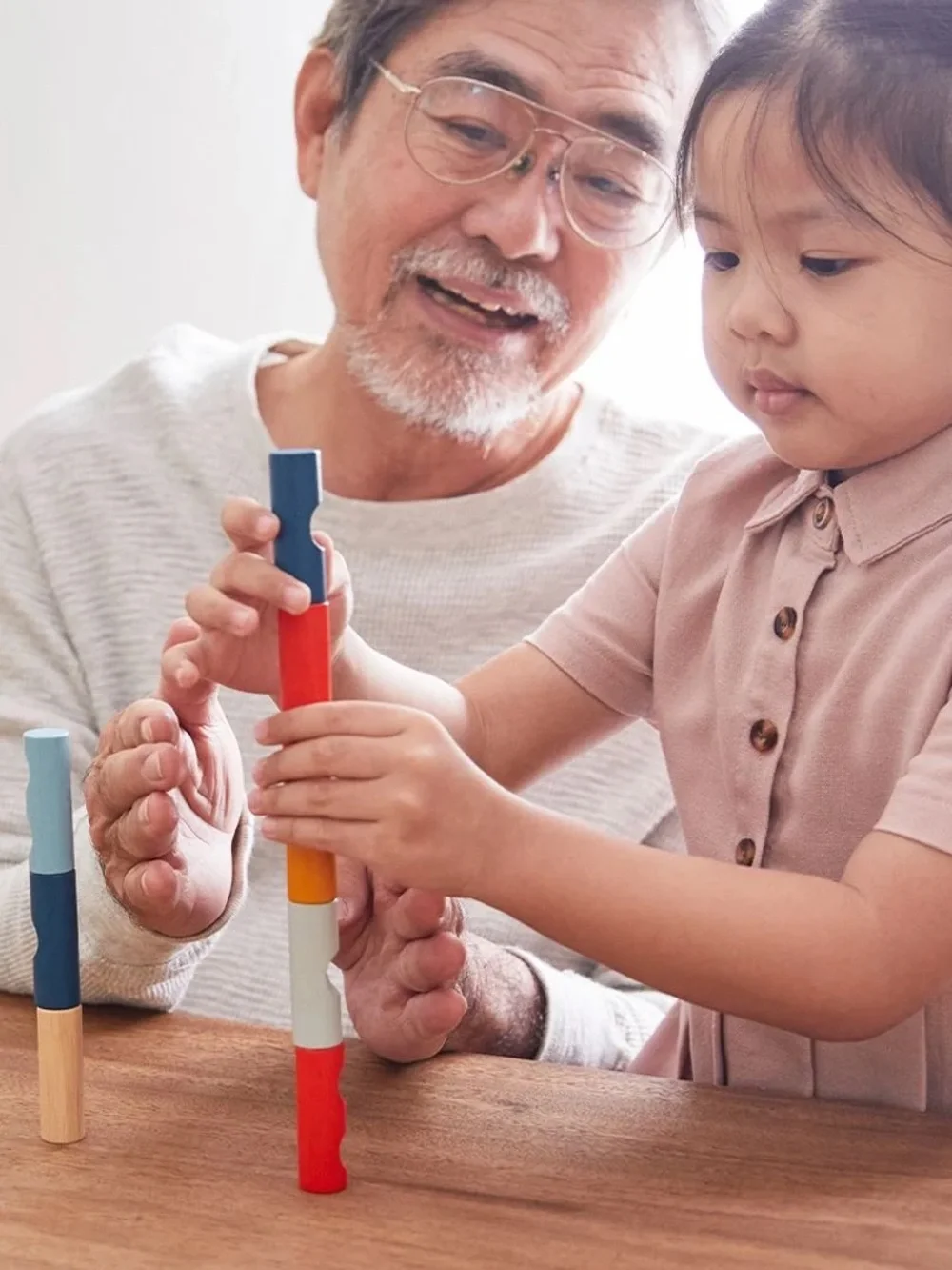PlanToys Log Puzzle Wooden Balancing Multicolor NIB